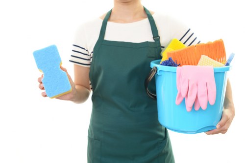 Professionals cleaning hardwood floors with specialized equipment